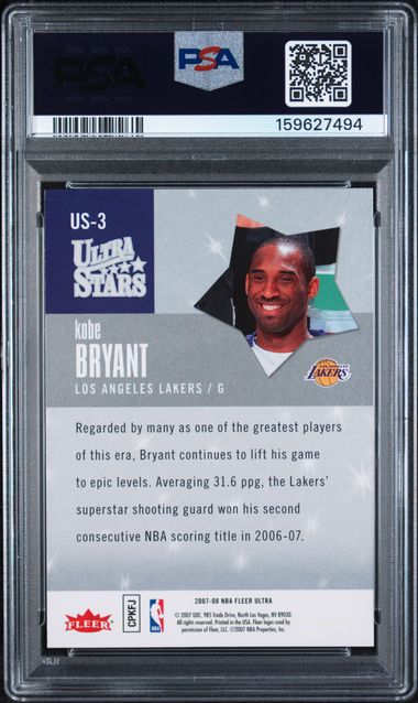 2007 Fleer Ultra Ultra Stars #US-3 Kobe Bryant PSA 9 - Back