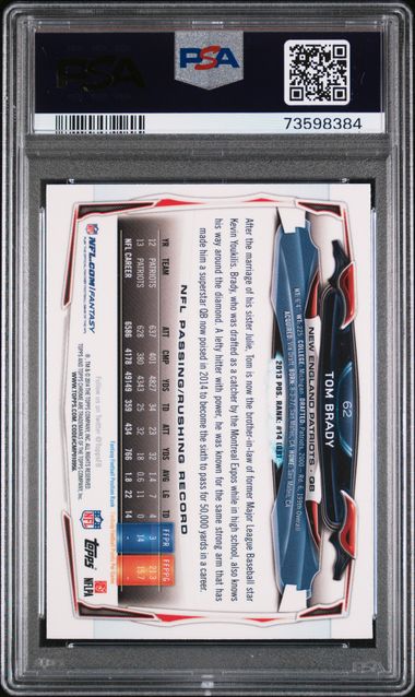 2014 Topps Chrome Refractor #62 Tom Brady PSA 9 - Back