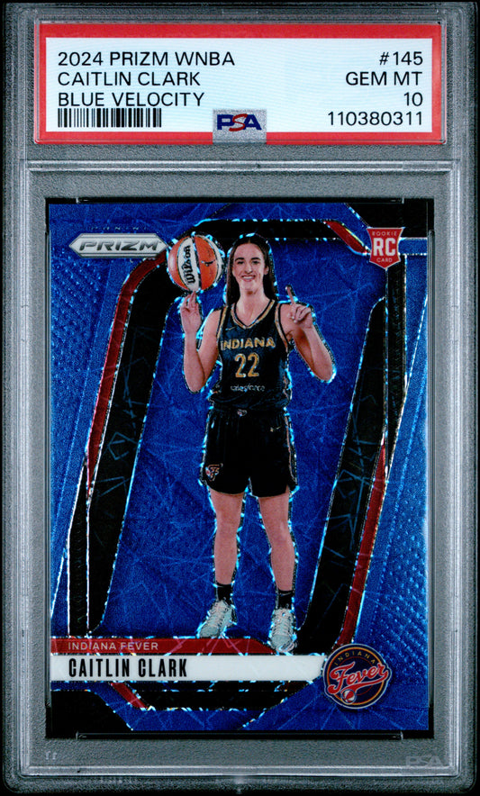 2024 Panini Prizm WNBA Blue Velocity Caitlin Clark #145 PSA 10