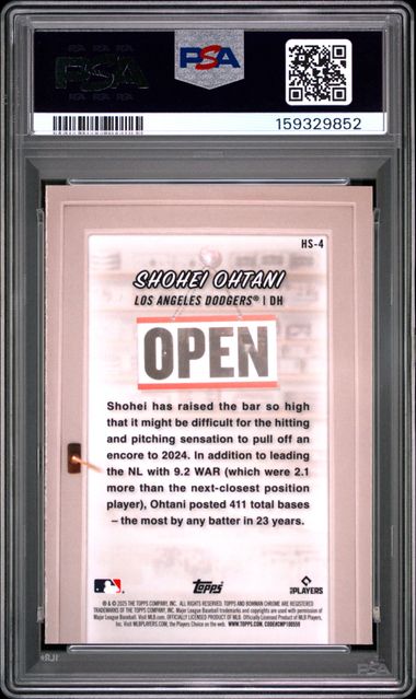 2025 Bowman Hobby Stars #HS4 Shohei Ohtani PSA 10 - Back