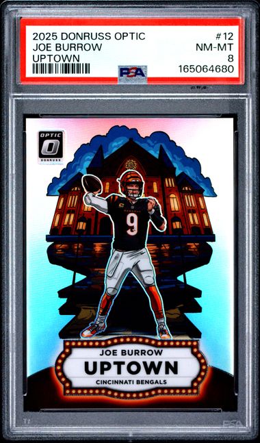 2025 Donruss Optic Uptown #12 Joe Burrow PSA 8 - Front