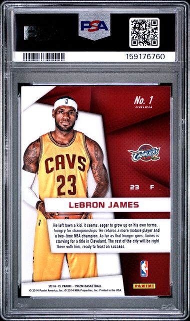 2014 Panini Prizm Superstars Prizm #1 LeBron James PSA 9 - Back
