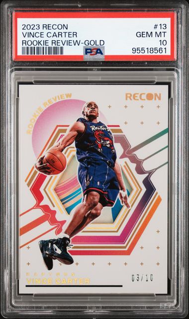 2023 Panini Recon Rookie Review Gold /10 #13 Vince Carter PSA 10 - Front