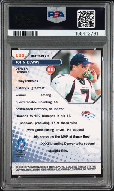 1999 Topps Finest Refractor #133 John Elway PSA 8 - Back