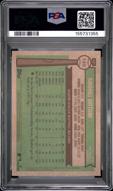 2025 Topps Heritage #148 Shoheu Ohtani PSA 10 - Back