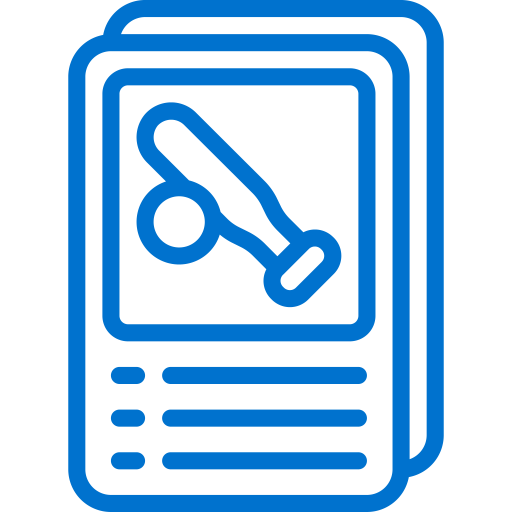 Blue icon of a smartphone with a stylus on a white background