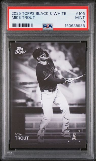2025 Topps Black & White #106 Mike Trout PSA 9 - Front