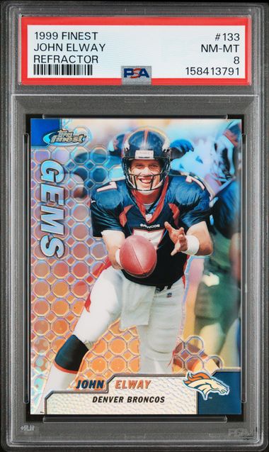 1999 Topps Finest Refractor #133 John Elway PSA 8 - Front