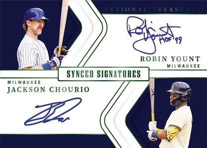 2025 Panini National Treasures Baseball Synched Signatures Robin Yount and Jackson Chourio