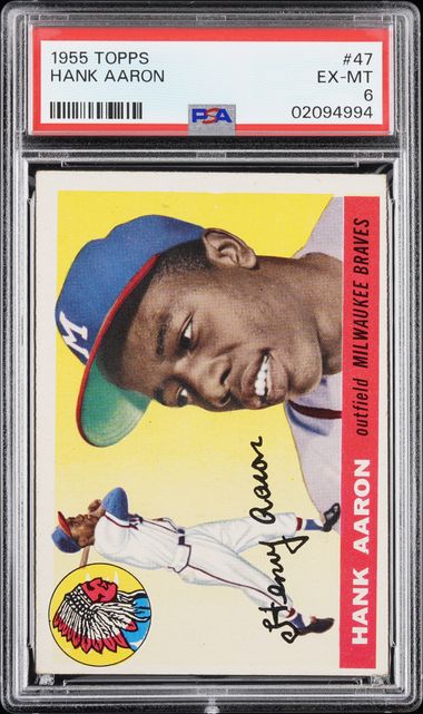 1955 Topps #47 Hank Aaron PSA 6 - Front