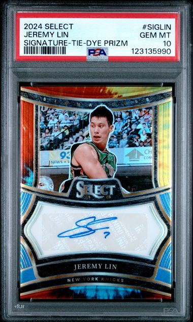2024 Panini Select Signature Tie-Dye Prizm /25 #SIG-LIN Jeremy Lin PSA 10 - Front