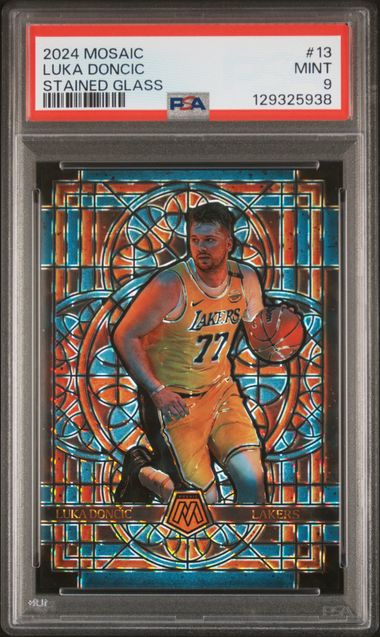 2024 Panini Mosaic Stained Glass #13 Luka Doncic PSA 9 - Front