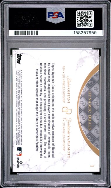 2024 Topps Dynamic Duals #1 Shohei Ohtani / Yoshinobu Yamamoto PSA 10 - Front