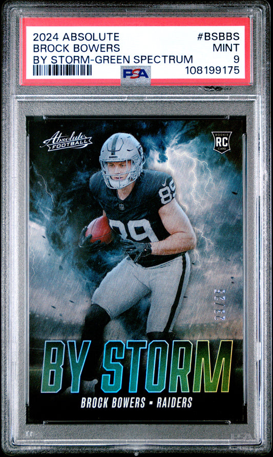 2024 Panini Absolute By Storm Green Spectrum /25 Brock Bowers #BS-BBS PSA 9