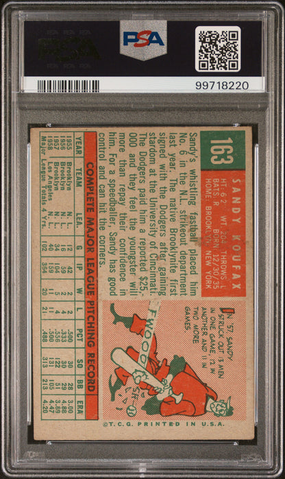 1959 Topps Sandy Koufax #163 PSA 3.5