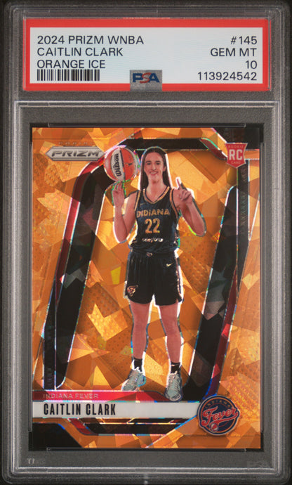 2024 Panini Prizm WNBA Orange Ice Caitlin Clark #145 PSA 10