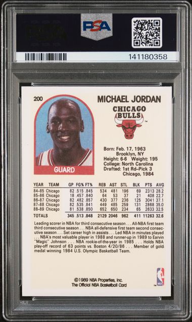 1989 Hoops #200 Michael Jordan PSA 10 - Back